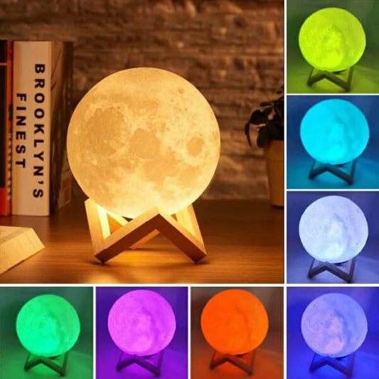 Led Moon Ball Lamp – 3d Printed Lunar Lamp Colorful Night Light For Kids –