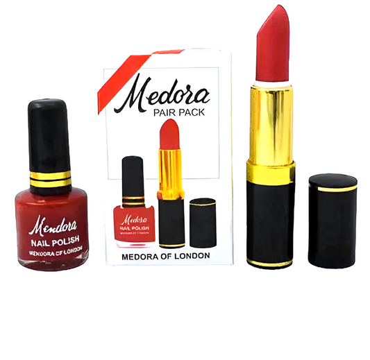 (2 In 1)medora Pair Pack Lipstick , Nail Polish(red & Mehroon)