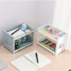 Desktop Double-layer Plastic Storage Holder Rack Cosmetic Box Kitchen Bathroom Desk Shelf Organizer Office Supplies Stationery (random Color)