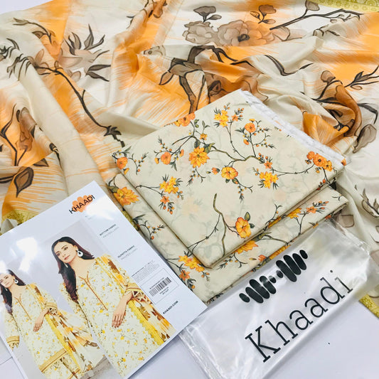 ✨ Khaadi Brand ✨ 3 Piece Digital Printed Lawn Unstitched Suit New Collection 2025 For Womens