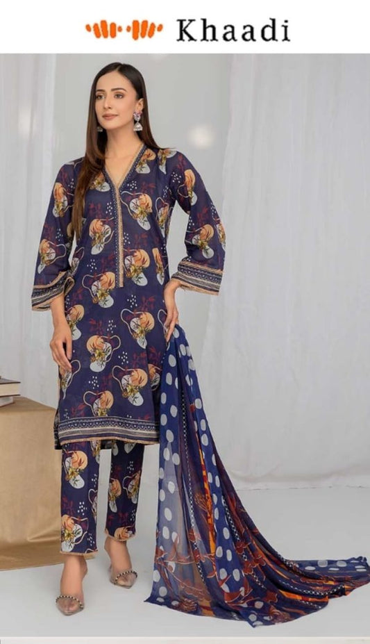 ✨ Khaadi Brand ✨ 3 Piece Digital Printed Lawn Unstitched Suit New Collection 2025 For Womens