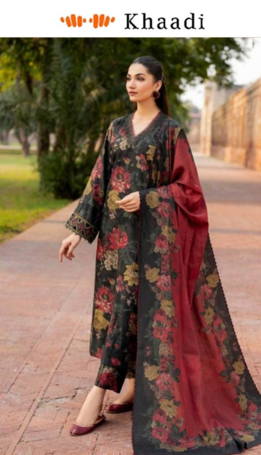 ✨ Khaadi Brand ✨ 3 Piece Digital Printed Lawn Unstitched Suit New Collection 2025 For Womens