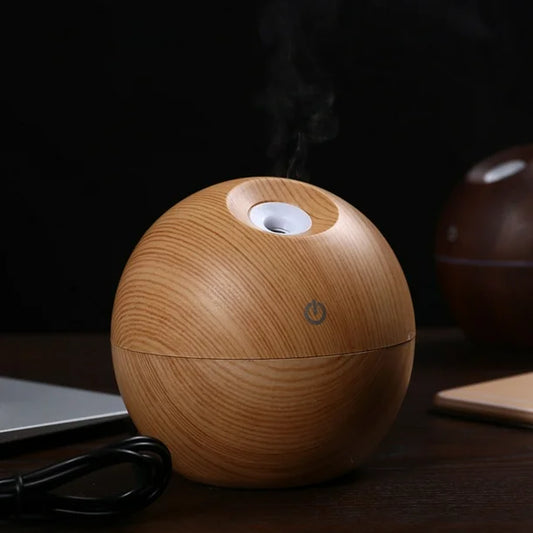 Essential Oil Diffuser Aroma Air Wood Humidifier With Colorful Change Mist Maker For Home (random Color)