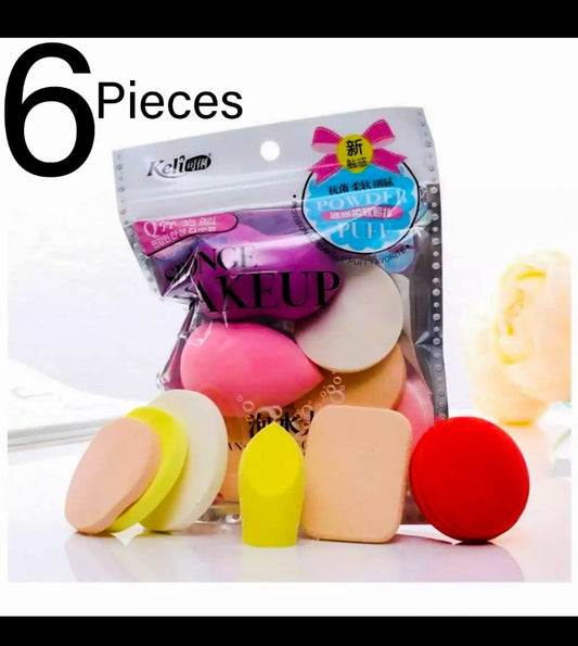 Pearlin Makeup Sponges Pack Of 6 Beauty Blending Sponges Cosmetic Powder Puff Facial Makeup Soft Sponges Random Colors & Shapes-cosmetic Sponges