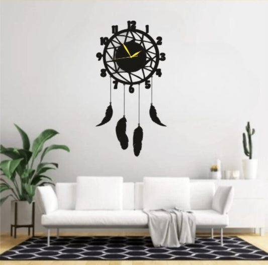 Wall Hanging Wall Clock, Wooden Feather Wall Hanging